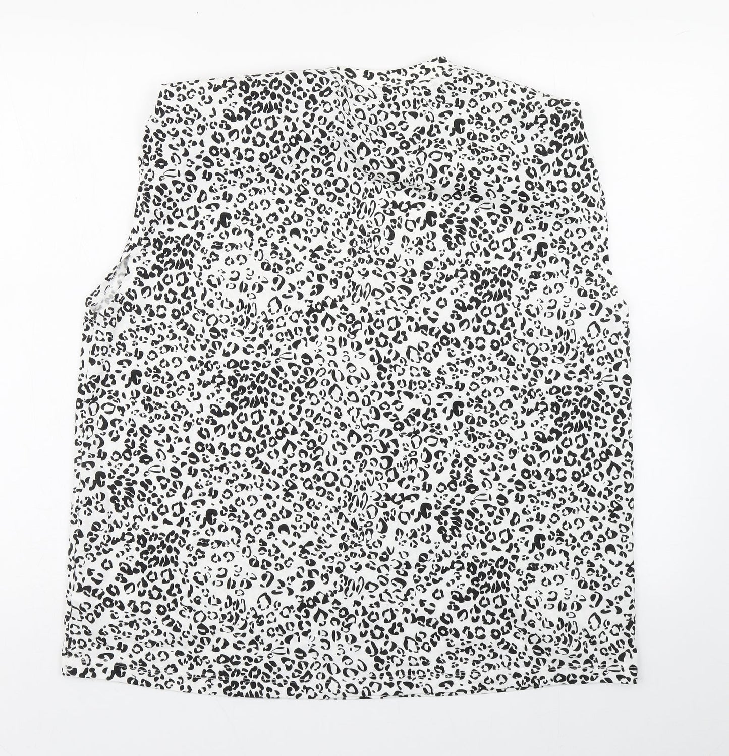 F&F Womens Black Animal Print Cotton Basic Tank Size 16 Round Neck