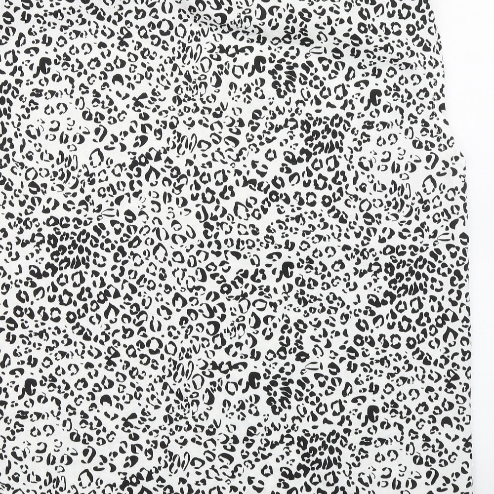 F&F Womens Black Animal Print Cotton Basic Tank Size 16 Round Neck