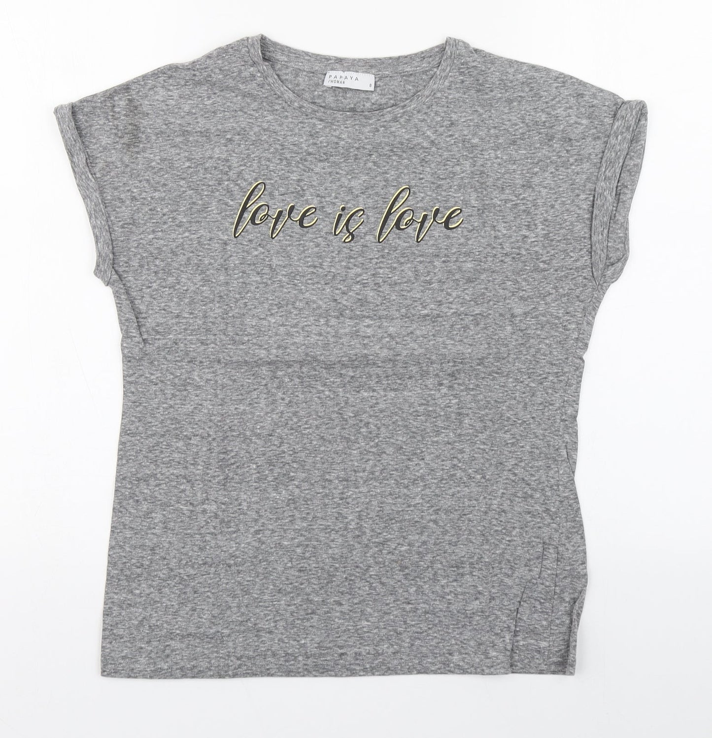 Matalan Womens Grey  Cotton Basic T-Shirt Size 8 Round Neck