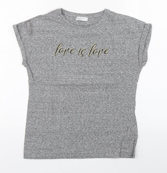 Matalan Womens Grey  Cotton Basic T-Shirt Size 8 Round Neck