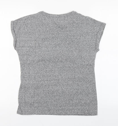 Matalan Womens Grey  Cotton Basic T-Shirt Size 8 Round Neck