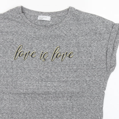 Matalan Womens Grey  Cotton Basic T-Shirt Size 8 Round Neck