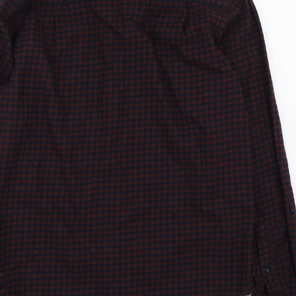 Primark Mens Brown Check Cotton  Button-Up Size S Collared Button