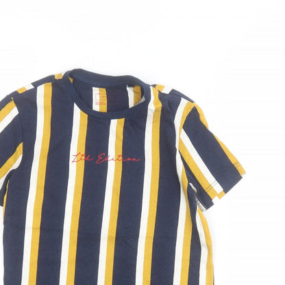 NEXT Boys Blue Striped 100% Cotton Pullover Polo Size 6 Years Crew Neck Pullover - 'Ltd Edition'