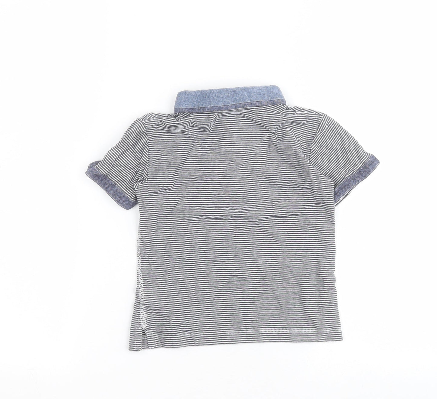 NEXT Boys Blue Striped 100% Cotton Basic Polo Size 2-3 Years Collared Button