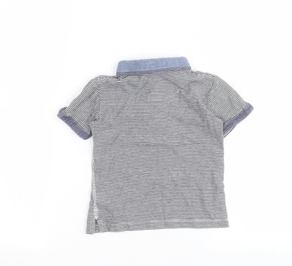 NEXT Boys Blue Striped 100% Cotton Basic Polo Size 2-3 Years Collared Button