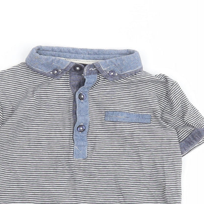 NEXT Boys Blue Striped 100% Cotton Basic Polo Size 2-3 Years Collared Button
