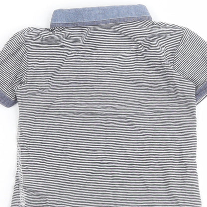 NEXT Boys Blue Striped 100% Cotton Basic Polo Size 2-3 Years Collared Button