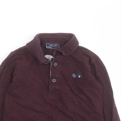 NEXT Boys Purple  100% Cotton Basic Polo Size 2-3 Years Collared Button - Car