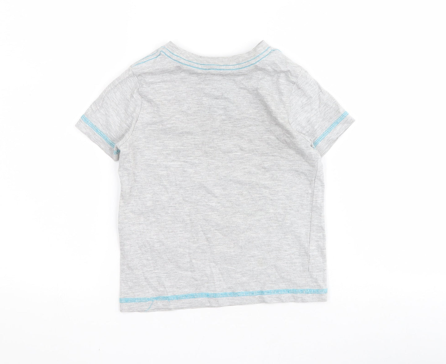 F&F Boys Grey  Cotton Pullover T-Shirt Size 2-3 Years Crew Neck Pullover