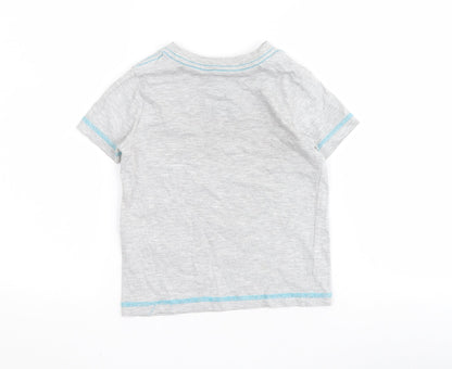 F&F Boys Grey  Cotton Pullover T-Shirt Size 2-3 Years Crew Neck Pullover