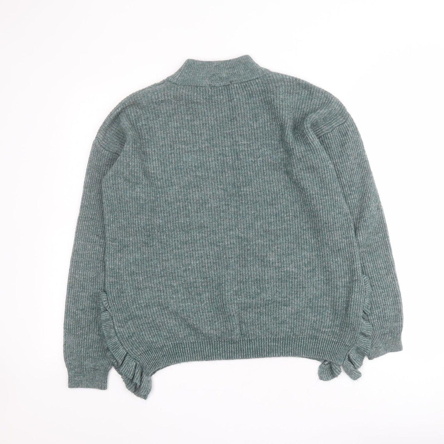 TU Womens Green Mock Neck  Acrylic Pullover Jumper Size 12