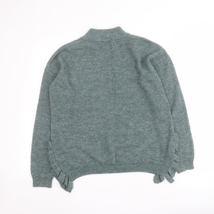 TU Womens Green Mock Neck  Acrylic Pullover Jumper Size 12