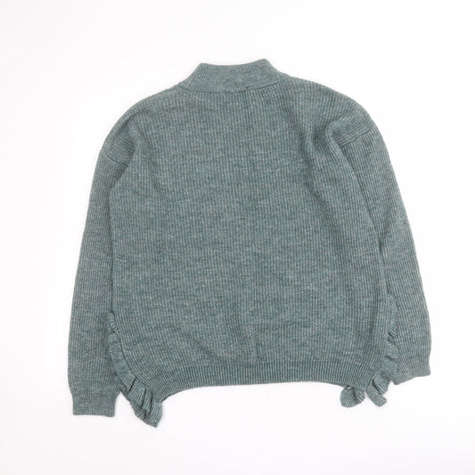 TU Womens Green Mock Neck  Acrylic Pullover Jumper Size 12