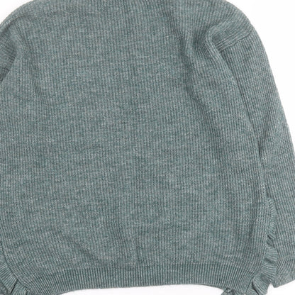 TU Womens Green Mock Neck  Acrylic Pullover Jumper Size 12