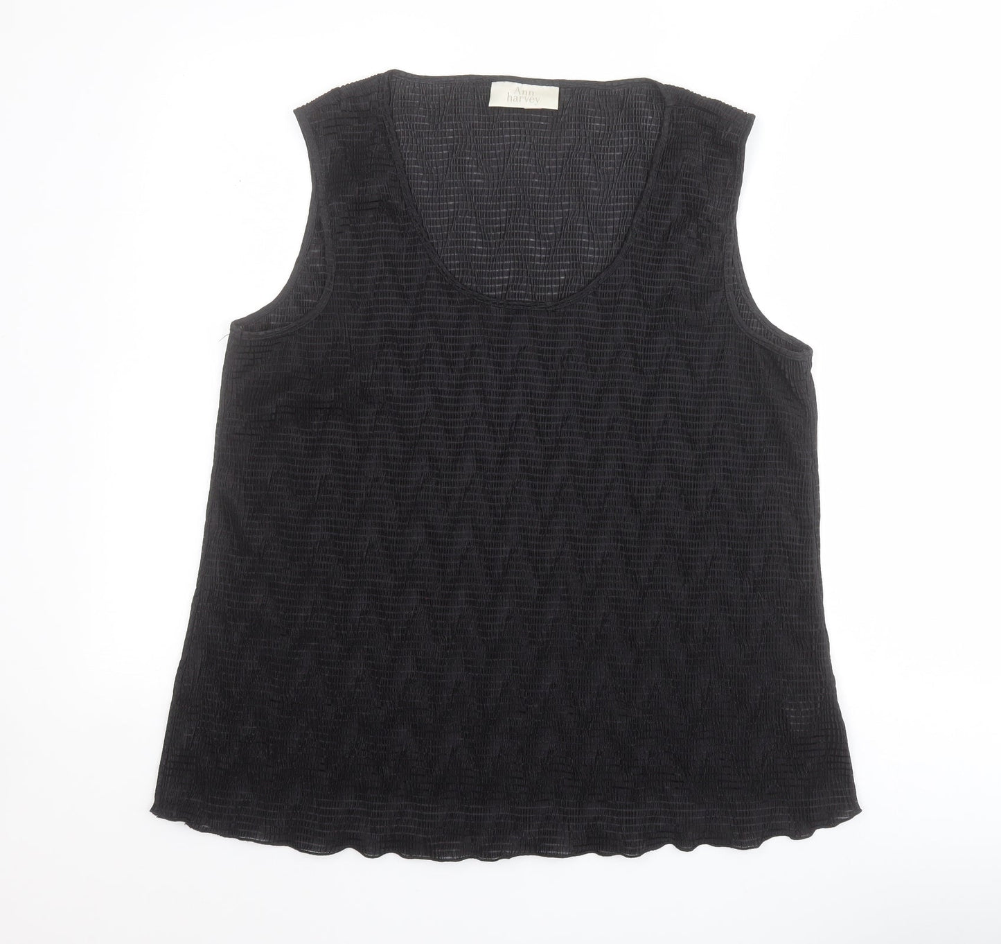 Ann Harvey Womens Black  Polyester Basic Tank Size 20 Scoop Neck