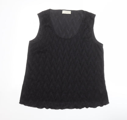 Ann Harvey Womens Black  Polyester Basic Tank Size 20 Scoop Neck