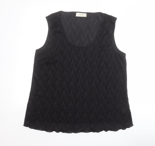 Ann Harvey Womens Black  Polyester Basic Tank Size 20 Scoop Neck
