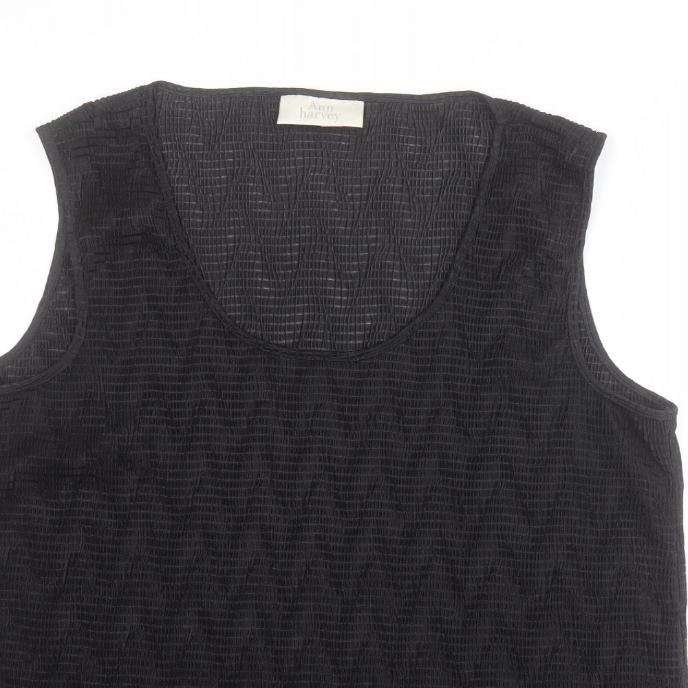 Ann Harvey Womens Black  Polyester Basic Tank Size 20 Scoop Neck