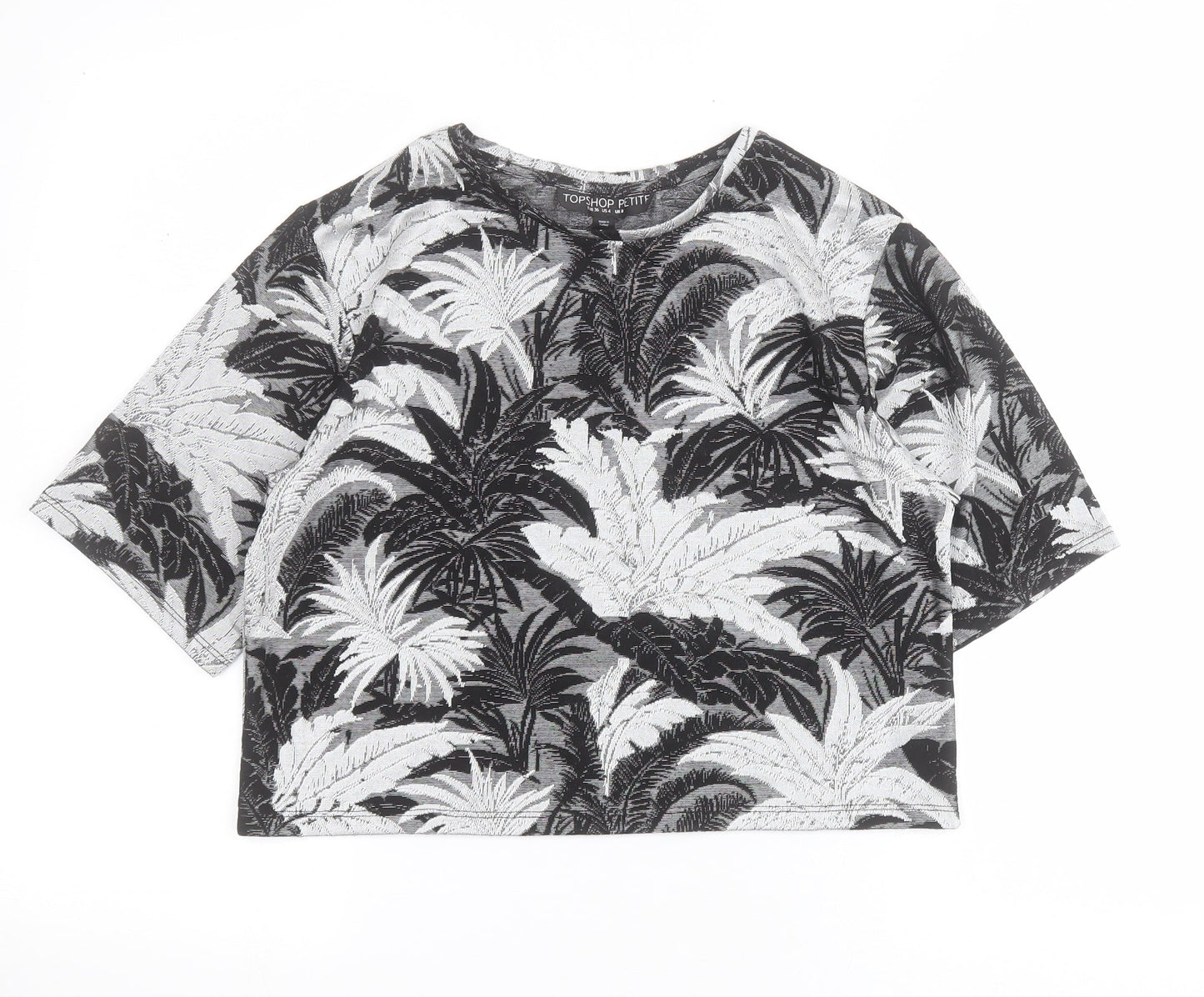 Womens UK Size 8 Topshop Black Cropped T-Shirt