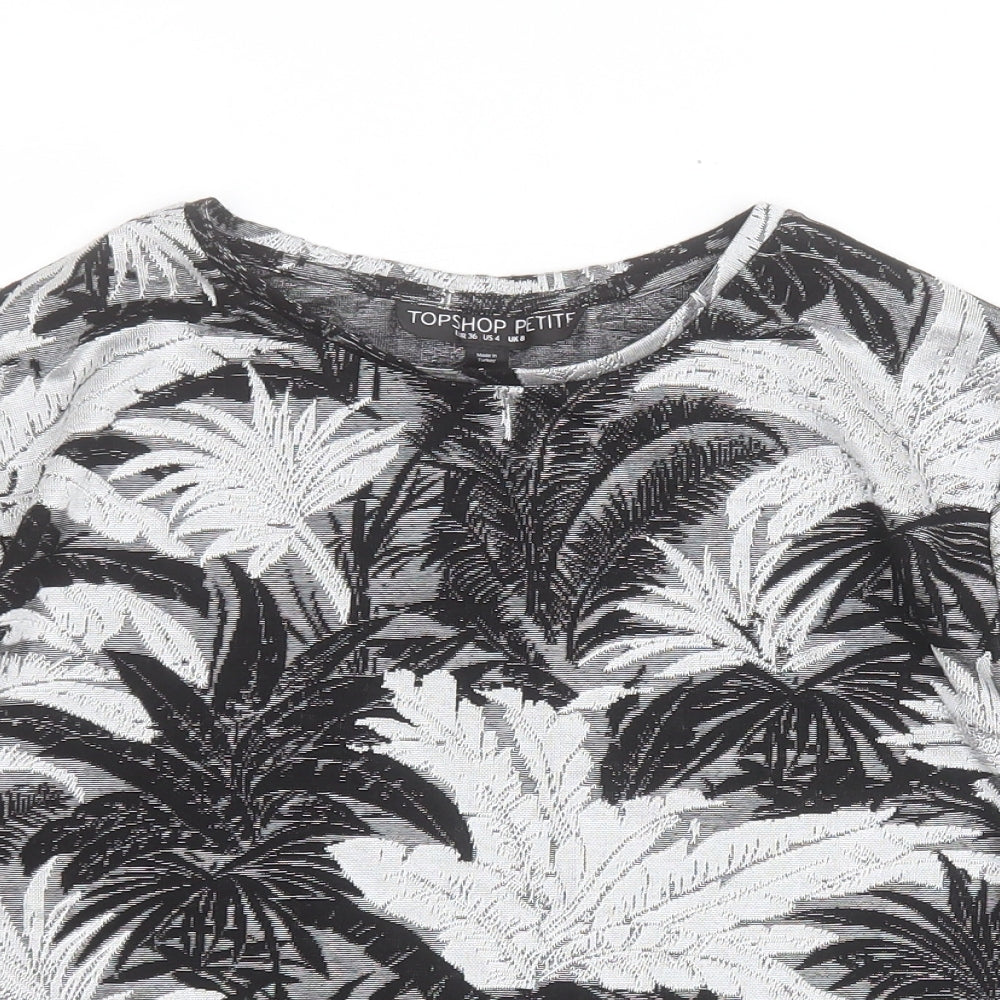 Womens UK Size 8 Topshop Black Cropped T-Shirt