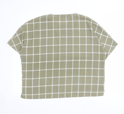 Primark Womens Green Check Polyester Basic Blouse Size 6 Round Neck