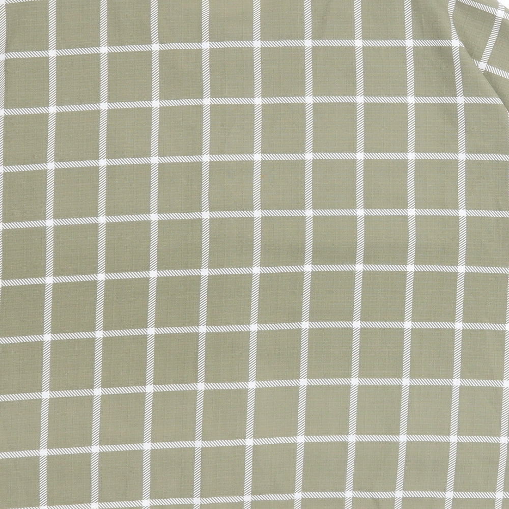 Primark Womens Green Check Polyester Basic Blouse Size 6 Round Neck