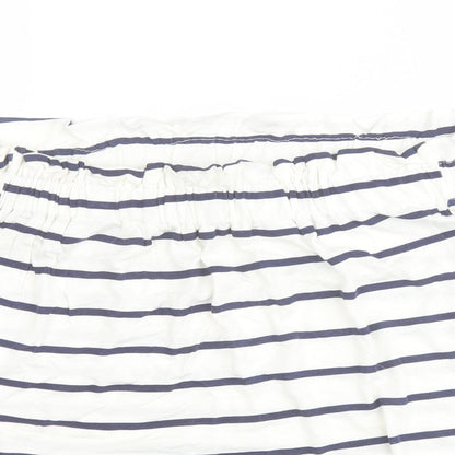 Primark Womens White Striped Viscose Basic Blouse Size 8 Off the Shoulder