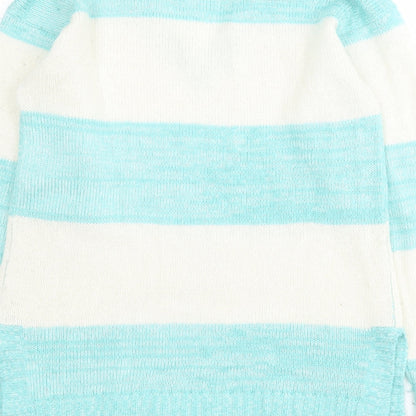 Primark Womens Blue V-Neck Striped Acrylic Pullover Jumper Size 10