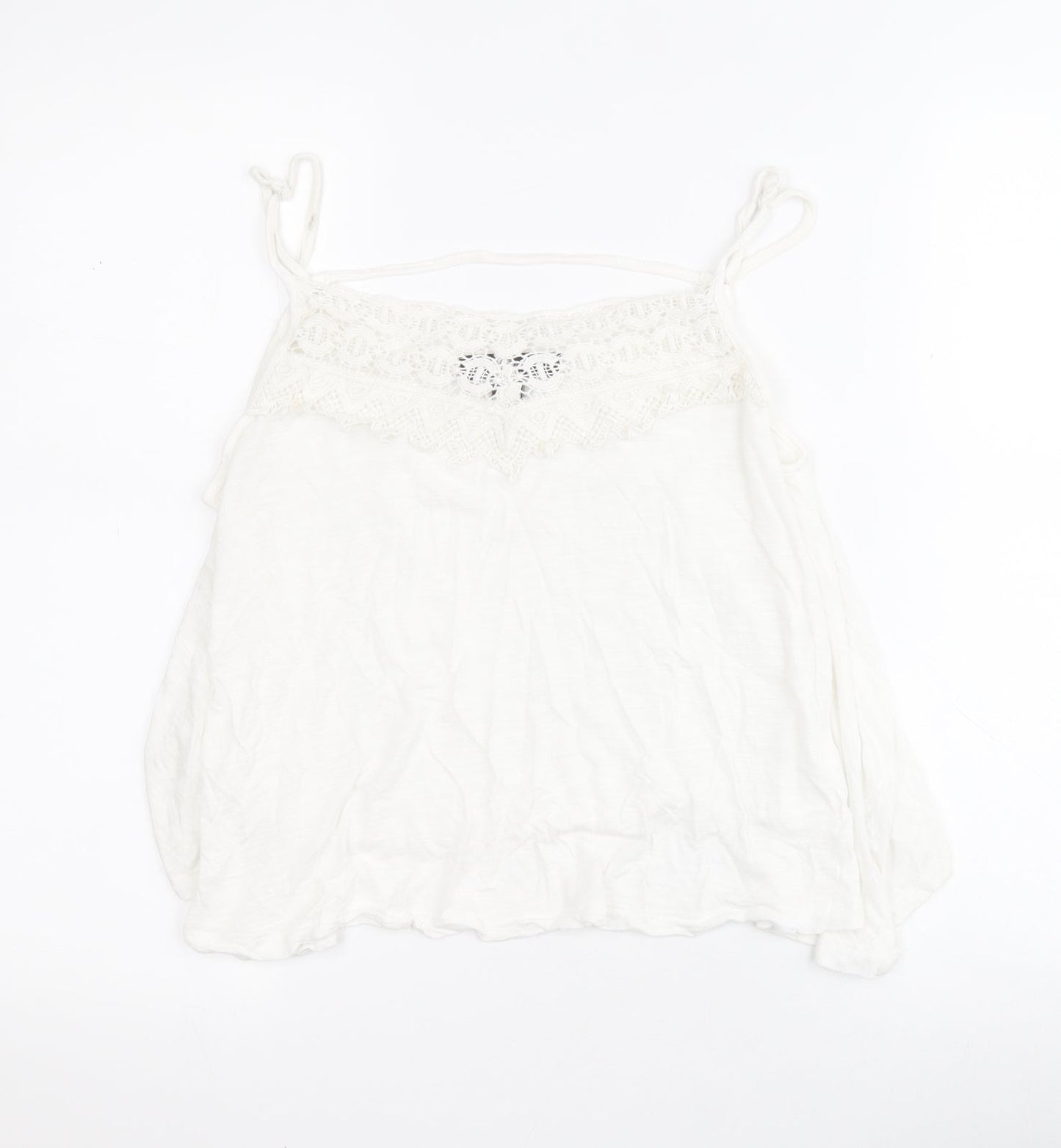 Primark Womens White  Viscose Basic Tank Size 8 Round Neck