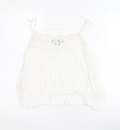 Primark Womens White  Viscose Basic Tank Size 8 Round Neck