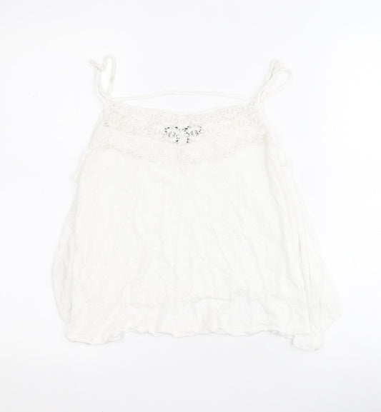 Primark Womens White  Viscose Basic Tank Size 8 Round Neck