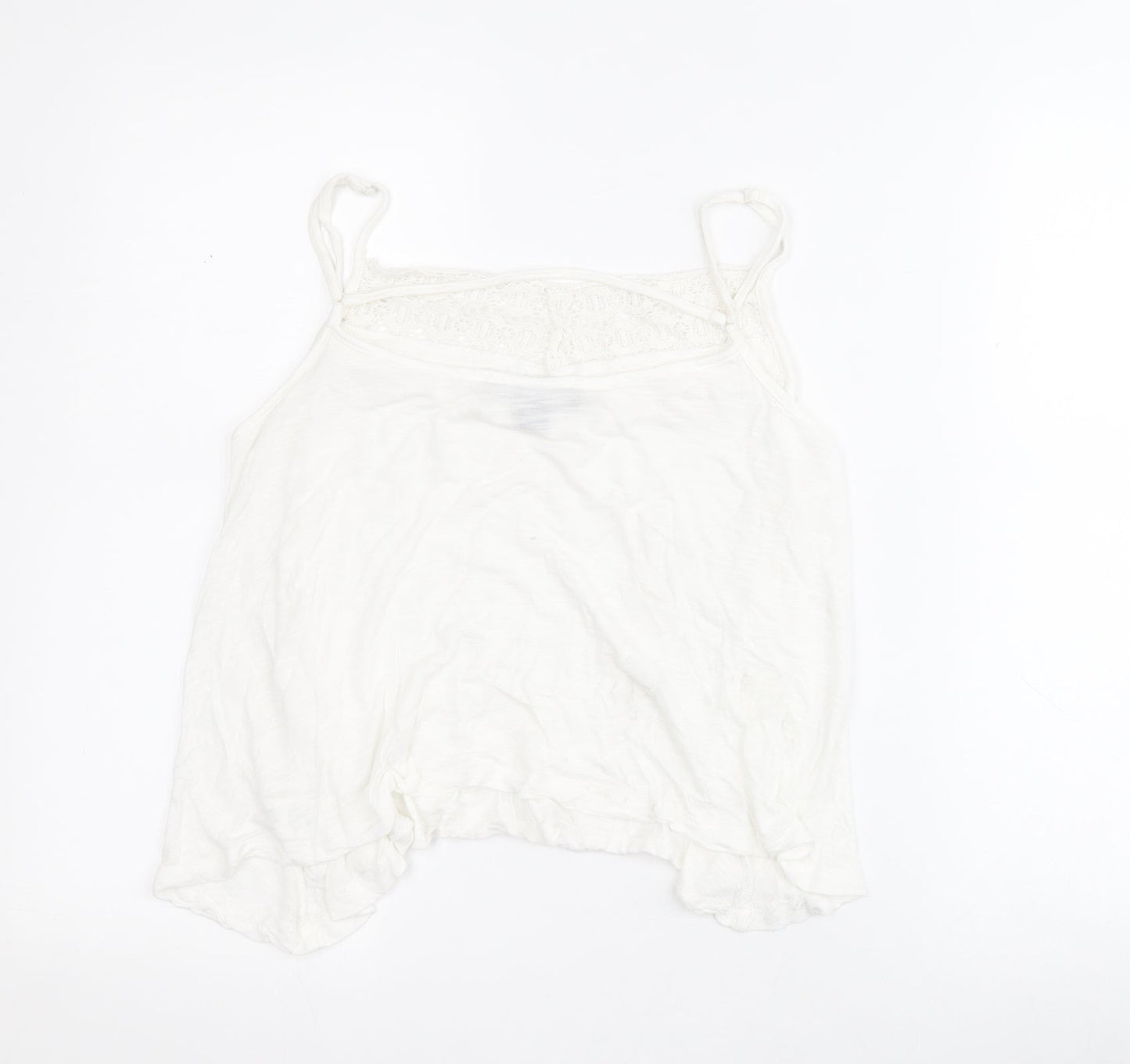 Primark Womens White  Viscose Basic Tank Size 8 Round Neck