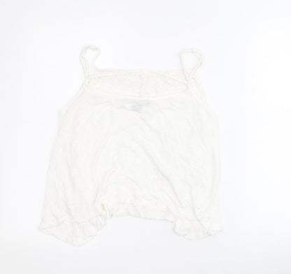 Primark Womens White  Viscose Basic Tank Size 8 Round Neck