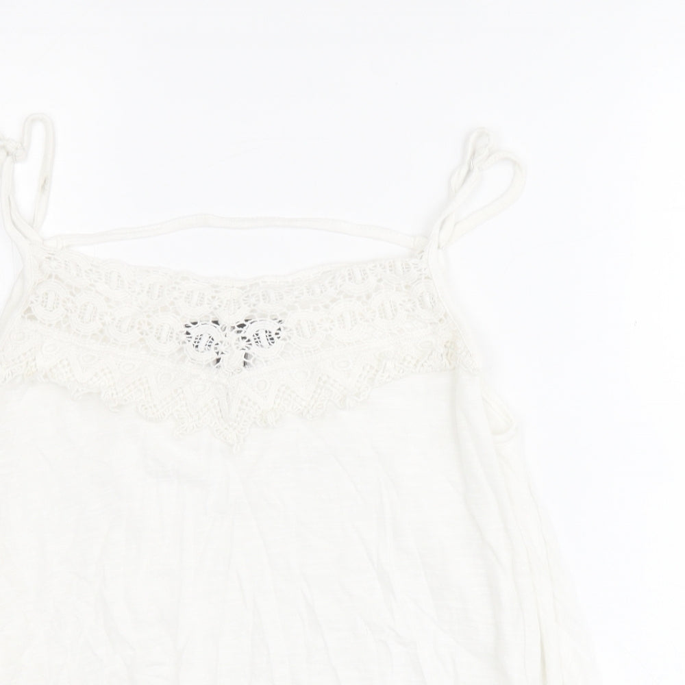 Primark Womens White  Viscose Basic Tank Size 8 Round Neck