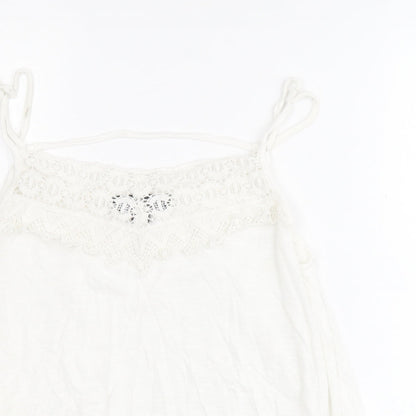 Primark Womens White  Viscose Basic Tank Size 8 Round Neck