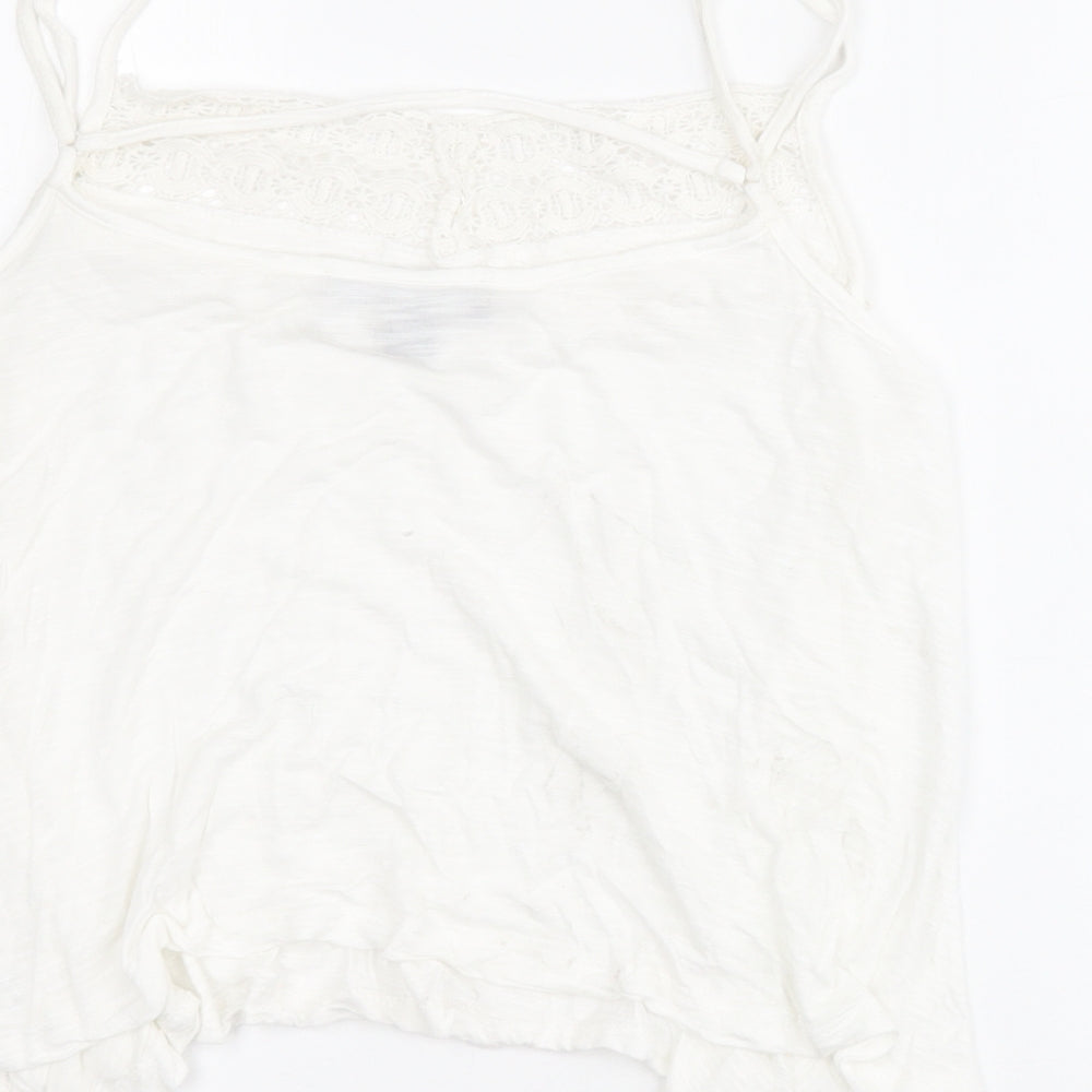 Primark Womens White  Viscose Basic Tank Size 8 Round Neck