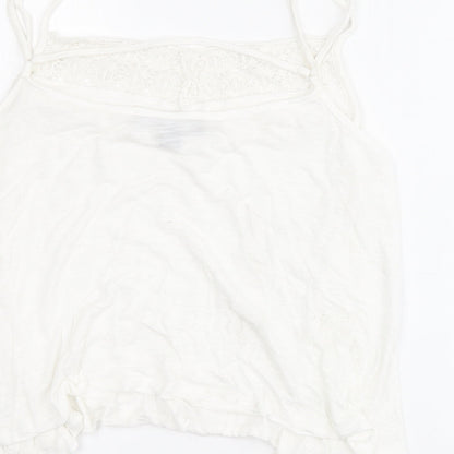 Primark Womens White  Viscose Basic Tank Size 8 Round Neck