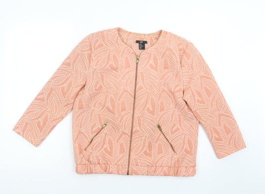 H&M Womens Orange Geometric  Jacket  Size M  Zip