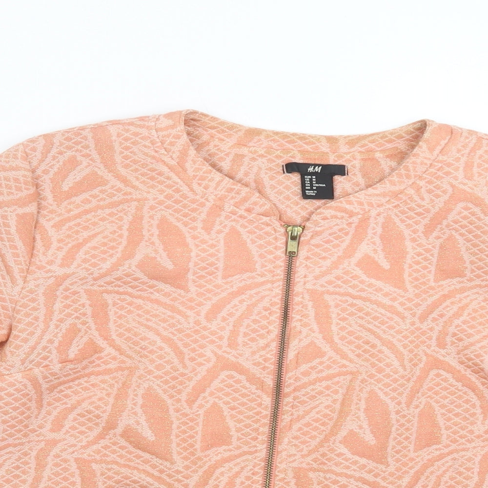 H&M Womens Orange Geometric  Jacket  Size M  Zip