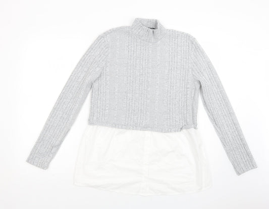 SheIn Womens Grey High Neck  Polyester Pullover Jumper Size M