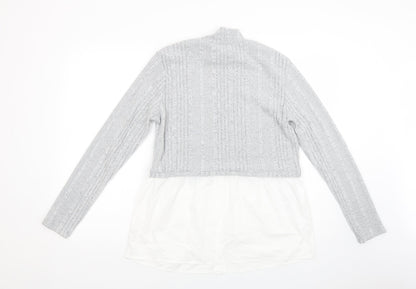 SheIn Womens Grey High Neck  Polyester Pullover Jumper Size M