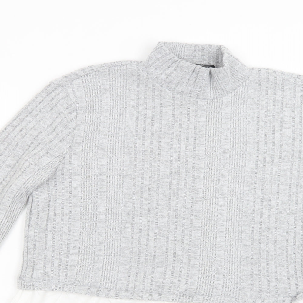 SheIn Womens Grey High Neck  Polyester Pullover Jumper Size M