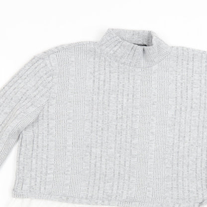 SheIn Womens Grey High Neck  Polyester Pullover Jumper Size M