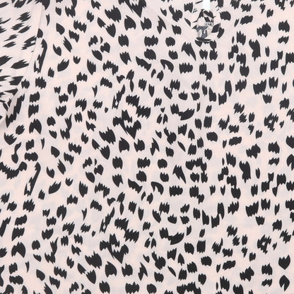 SheIn Womens Pink Animal Print Polyester Basic Blouse Size L Crew Neck