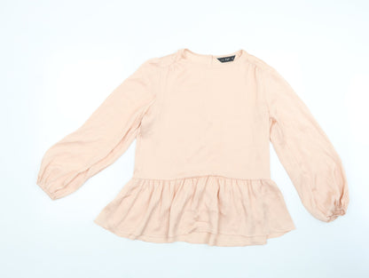 F&F Womens Pink  Polyester Basic Blouse Size 10 Crew Neck