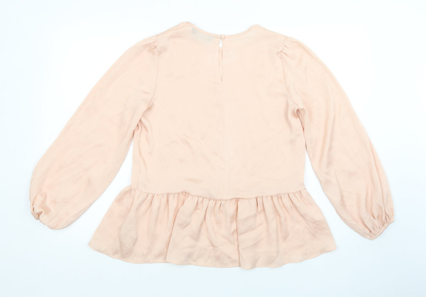 F&F Womens Pink  Polyester Basic Blouse Size 10 Crew Neck