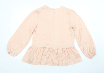 F&F Womens Pink  Polyester Basic Blouse Size 10 Crew Neck