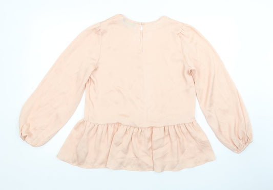 F&F Womens Pink  Polyester Basic Blouse Size 10 Crew Neck