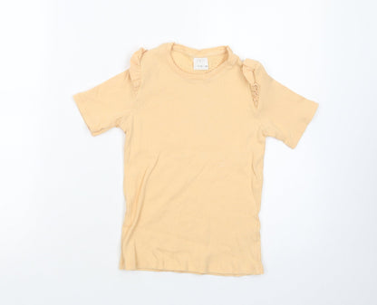 Zara Girls Yellow  Cotton Pullover T-Shirt Size 11-12 Years Crew Neck Pullover